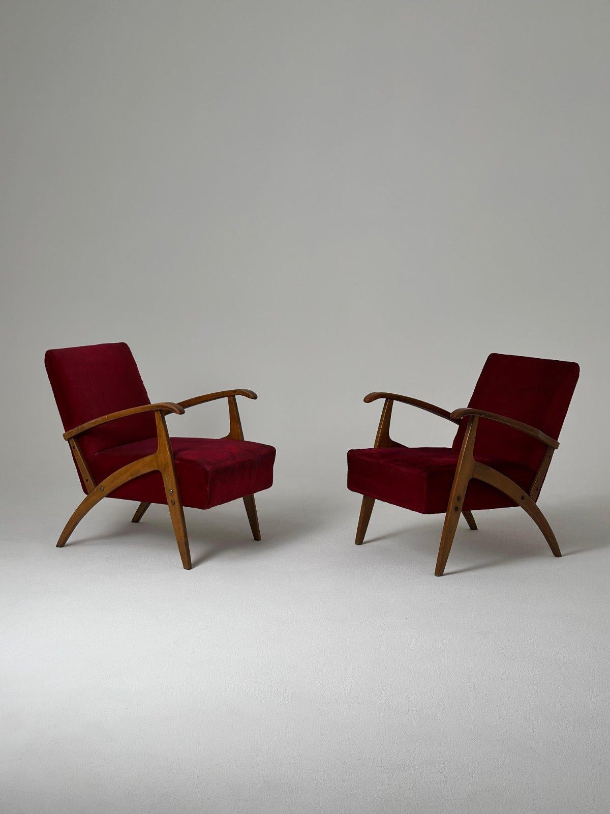 italien Ensemble de deux chaises longues Carlo Mollino Italie années 1950 en vente