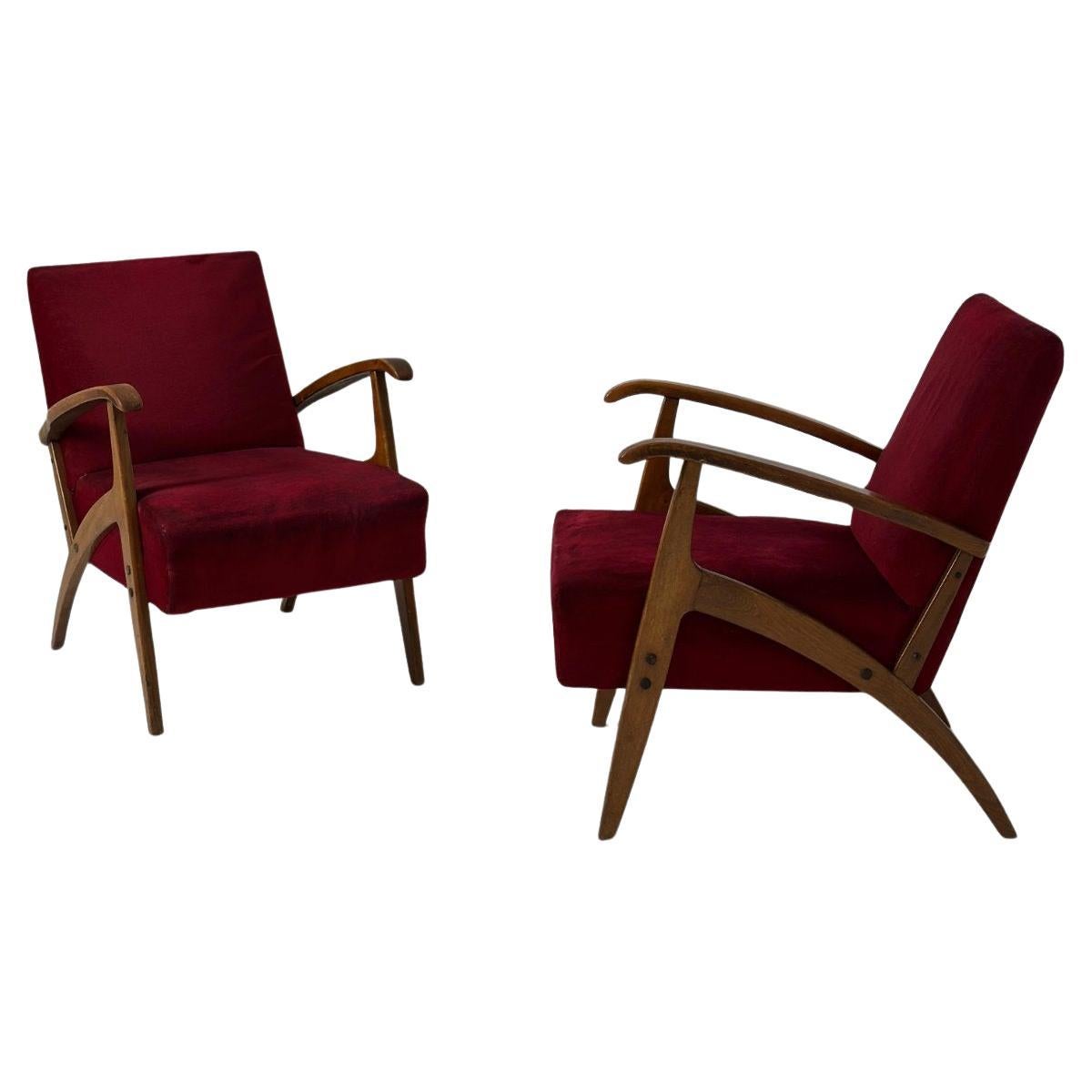 Set di due sedie longue Carlo Mollino Italia anni '50