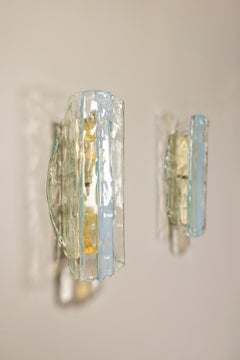 Set of Two Carlo Nason Opalescent Wall Appliques in Murano, Italy 1970s