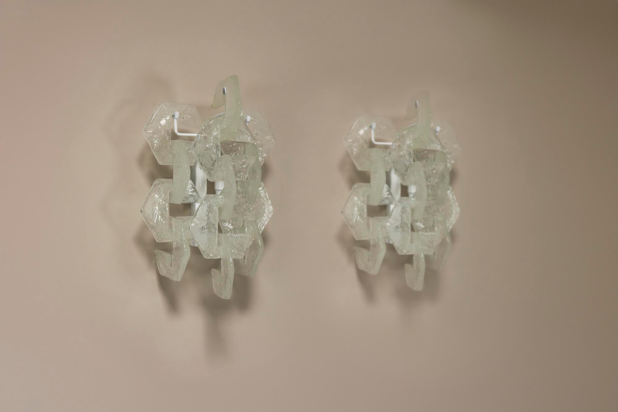 Italian Set of Two Carlo Nason Wall Appliques in Murano Glass for Mazzega, Italy 1970s For Sale