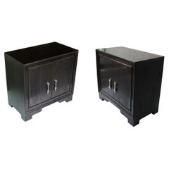 Set of Two Carre Nightstands in Antiqed White Bronze Handcrafted in India