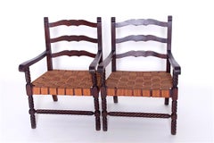 Set of Two Carved Armchairs, 1950s