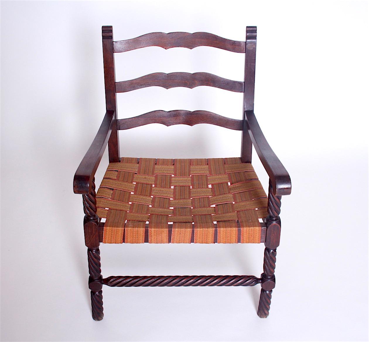 Czech Set of Two Carved Armchairs, 1950s For Sale