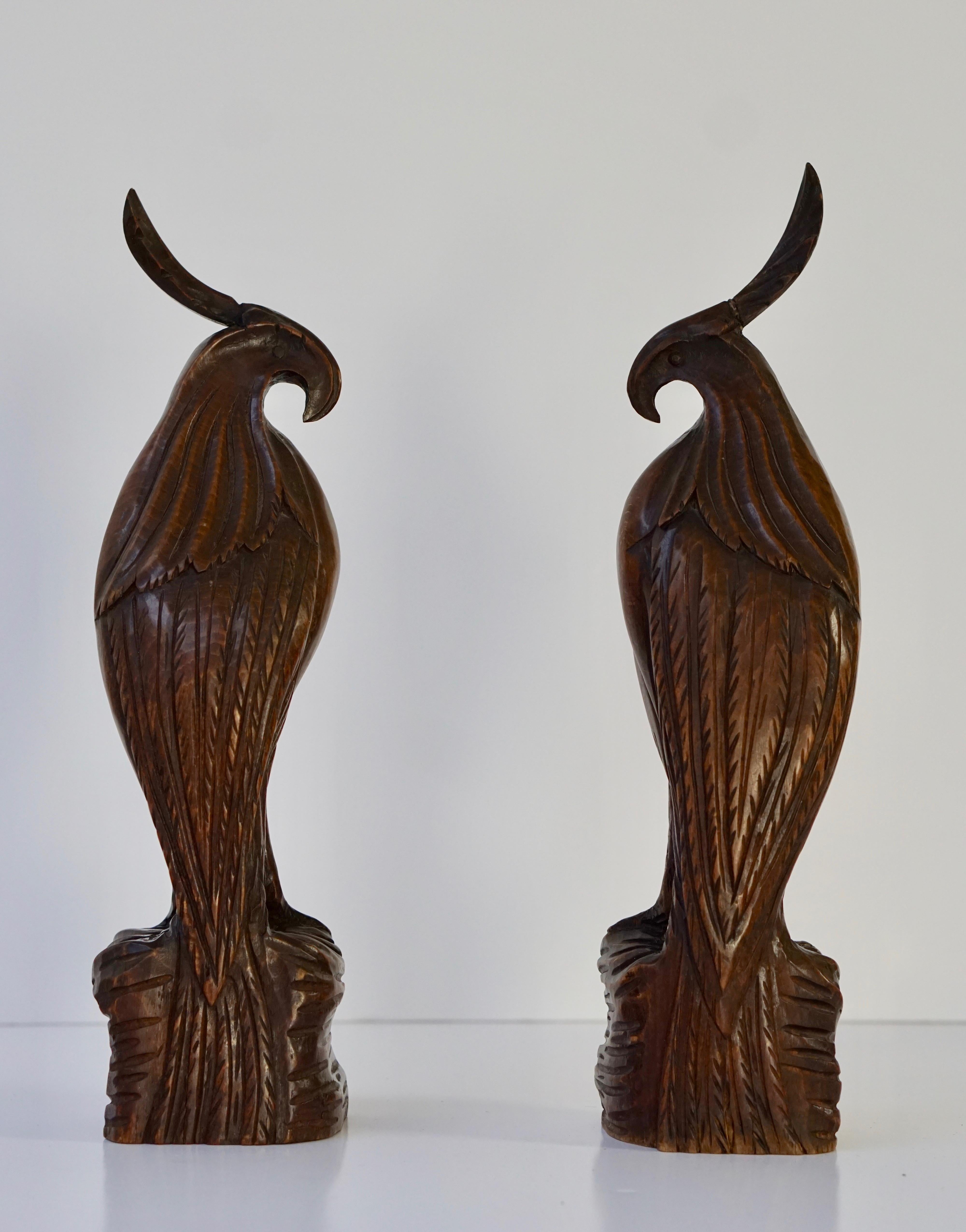 Set of Two Carved Wooden Birds 1