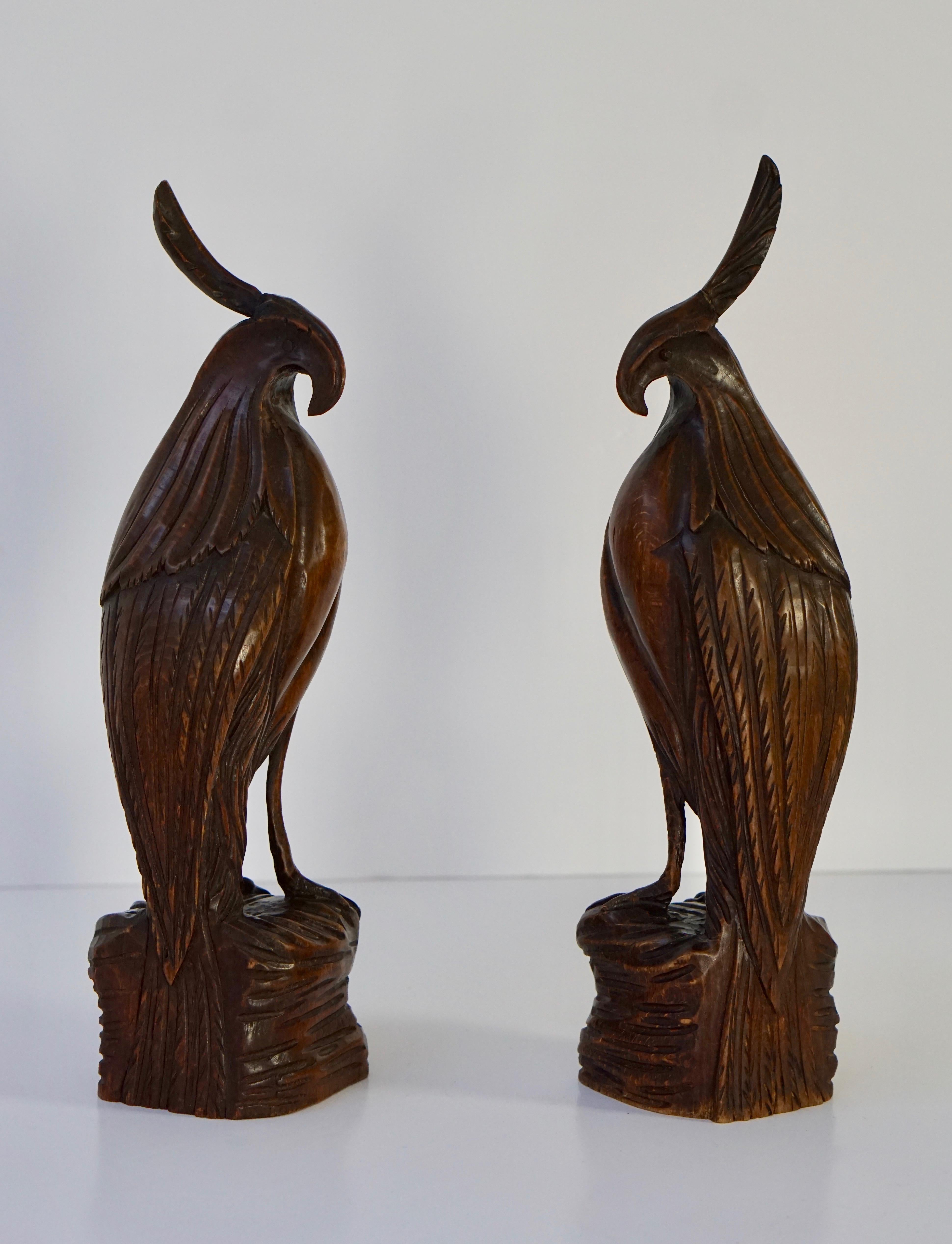 Set of Two Carved Wooden Birds 2