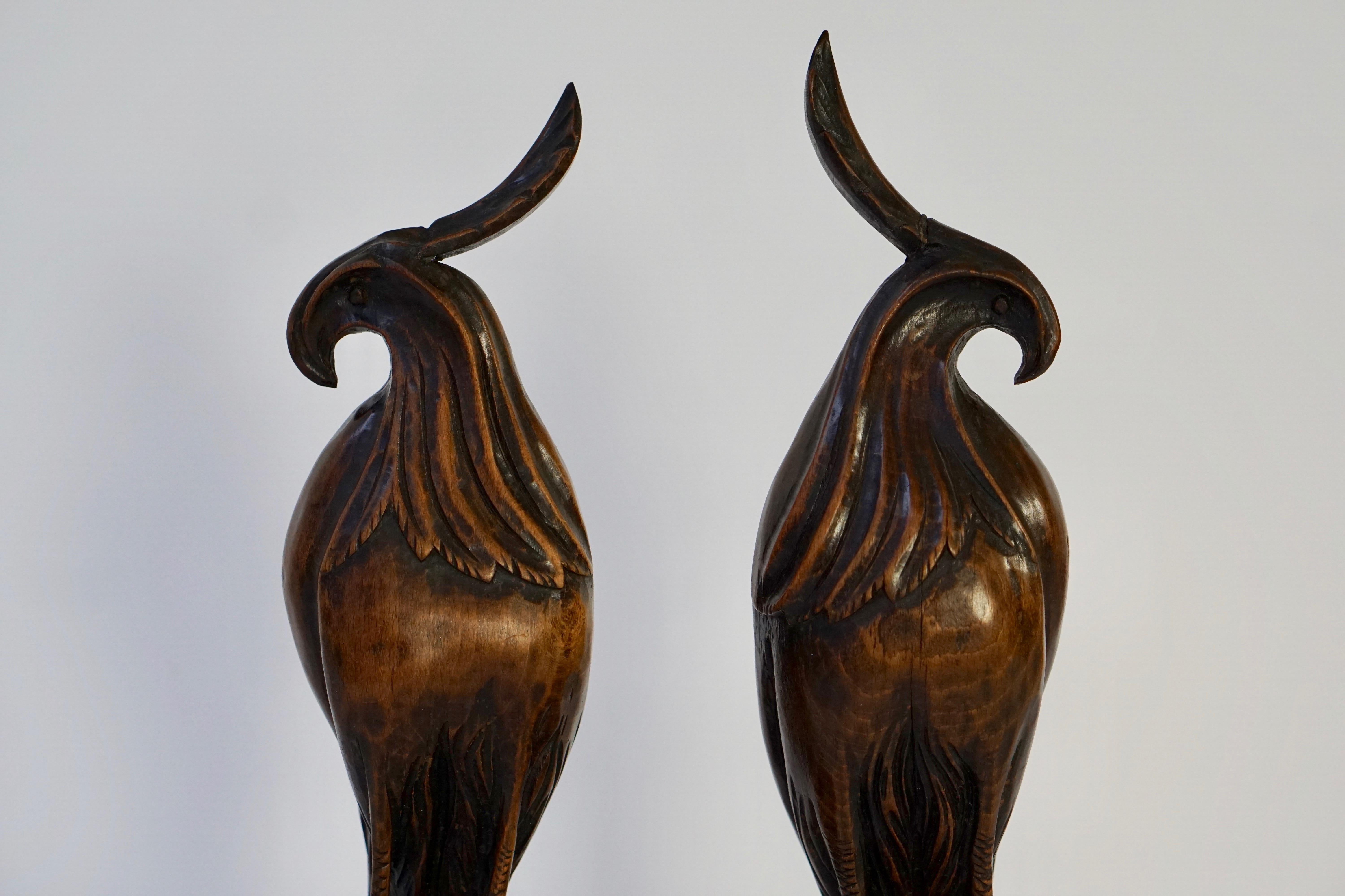 Set of Two Carved Wooden Birds 3
