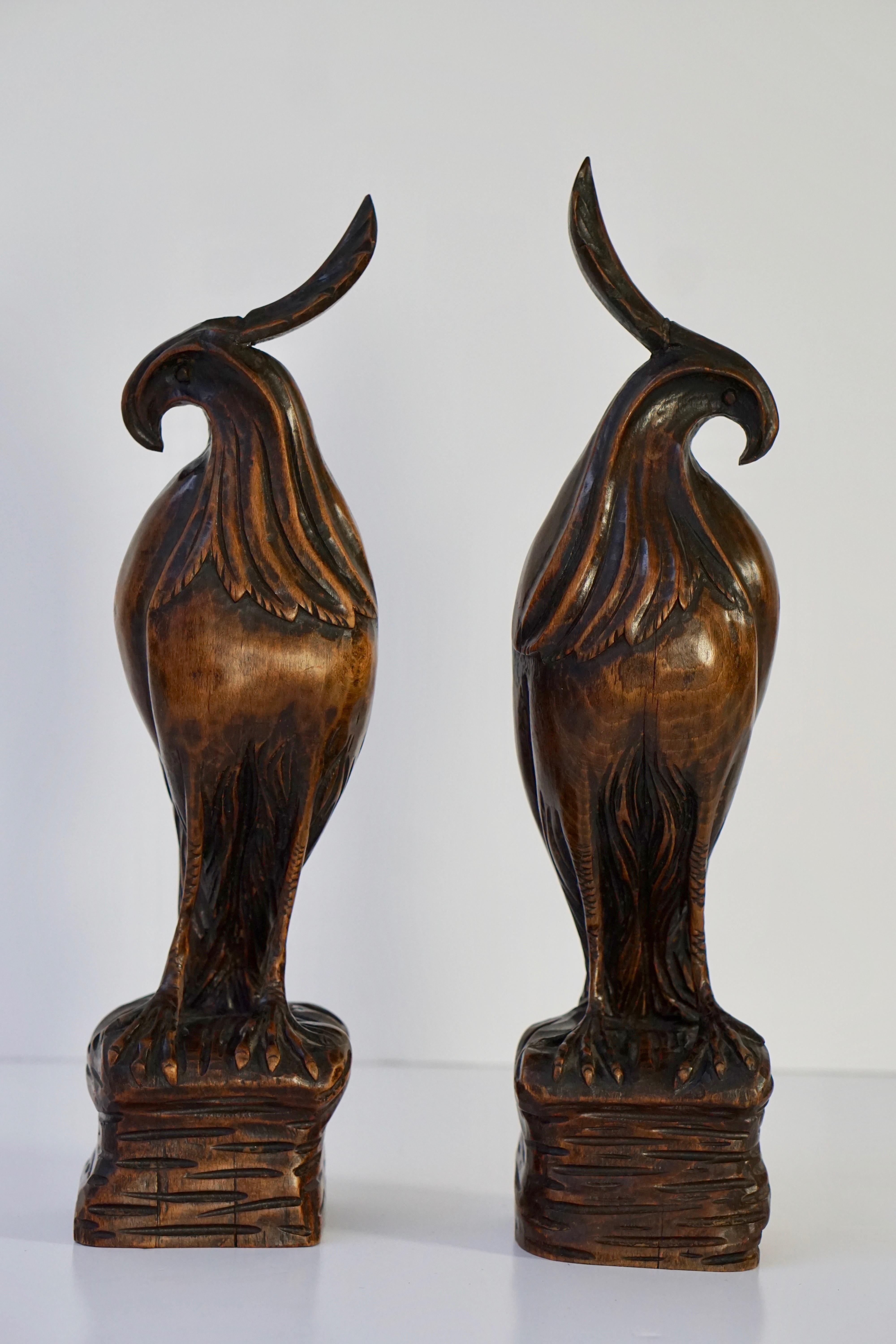 Set of Two Carved Wooden Birds 4