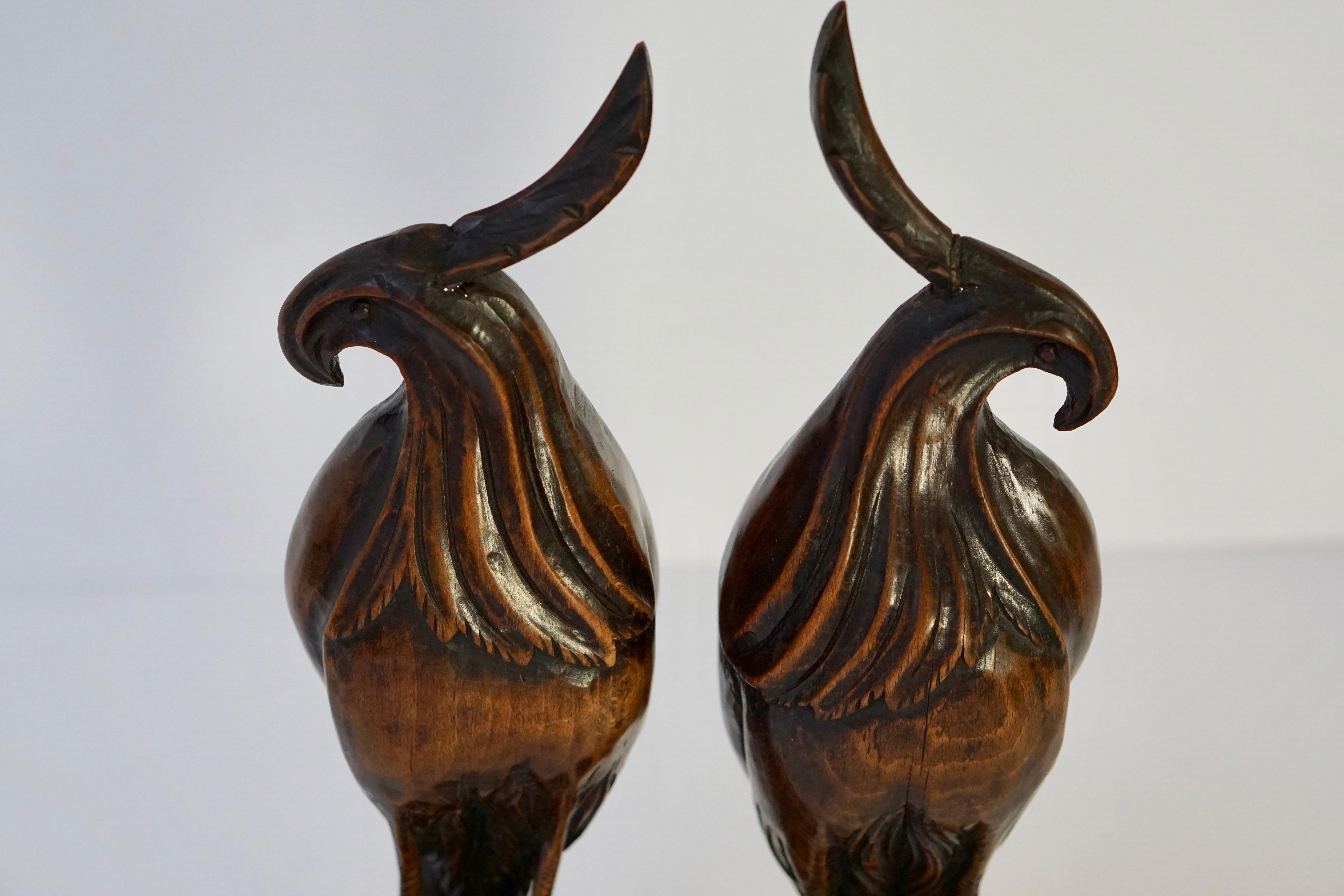 Set of Two Carved Wooden Birds 6