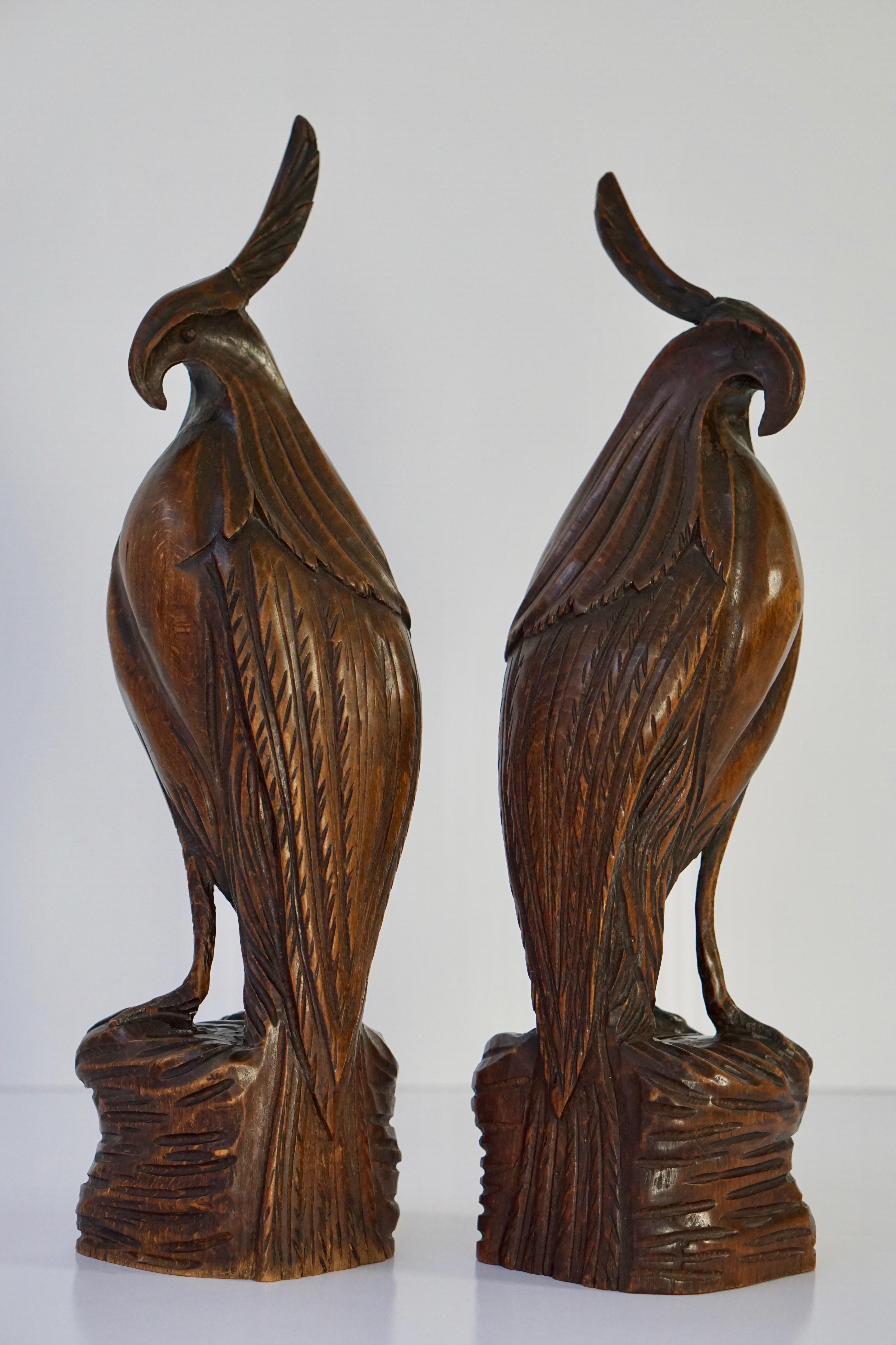 Set of Two Carved Wooden Birds 8