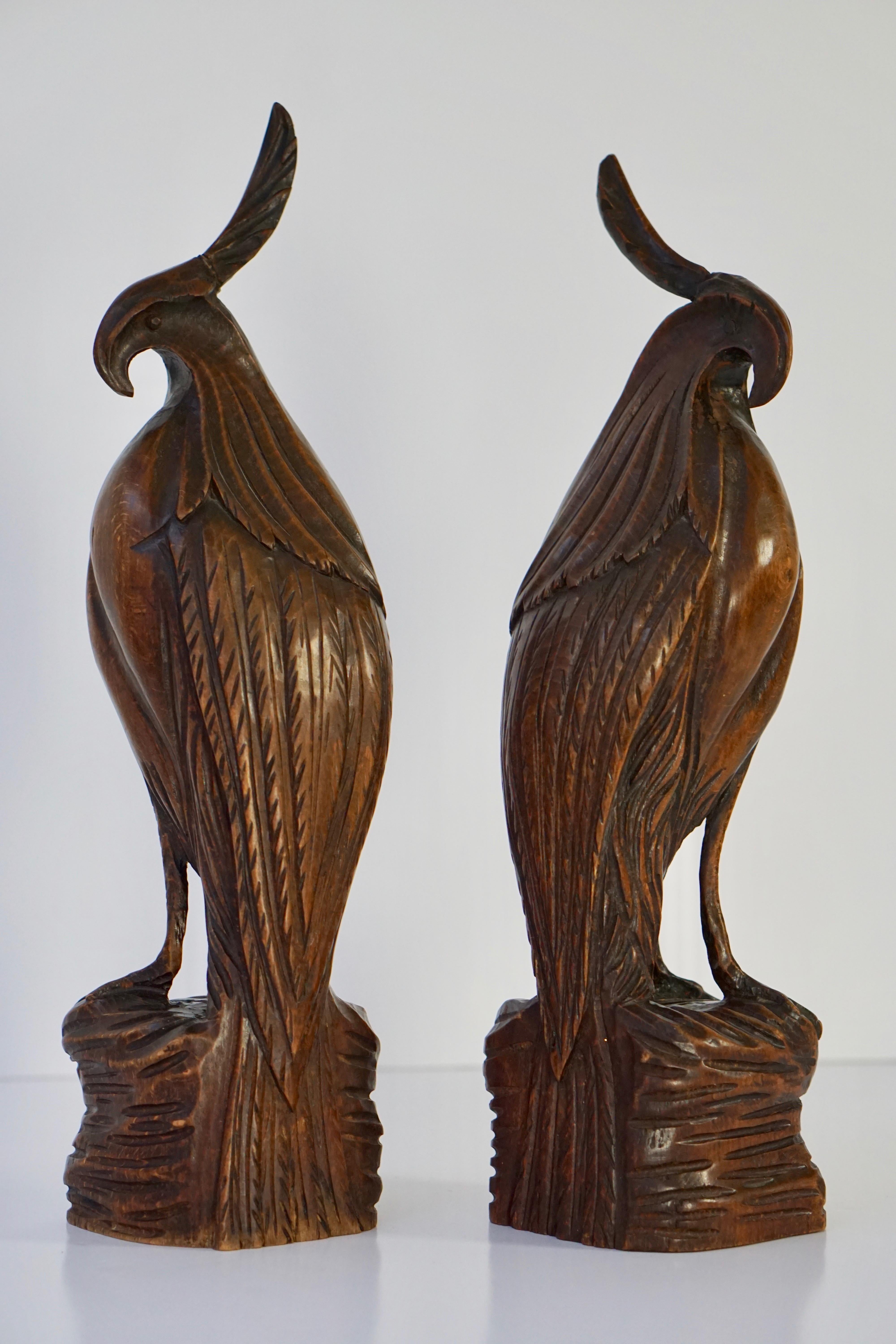 Set of Two Carved Wooden Birds 10
