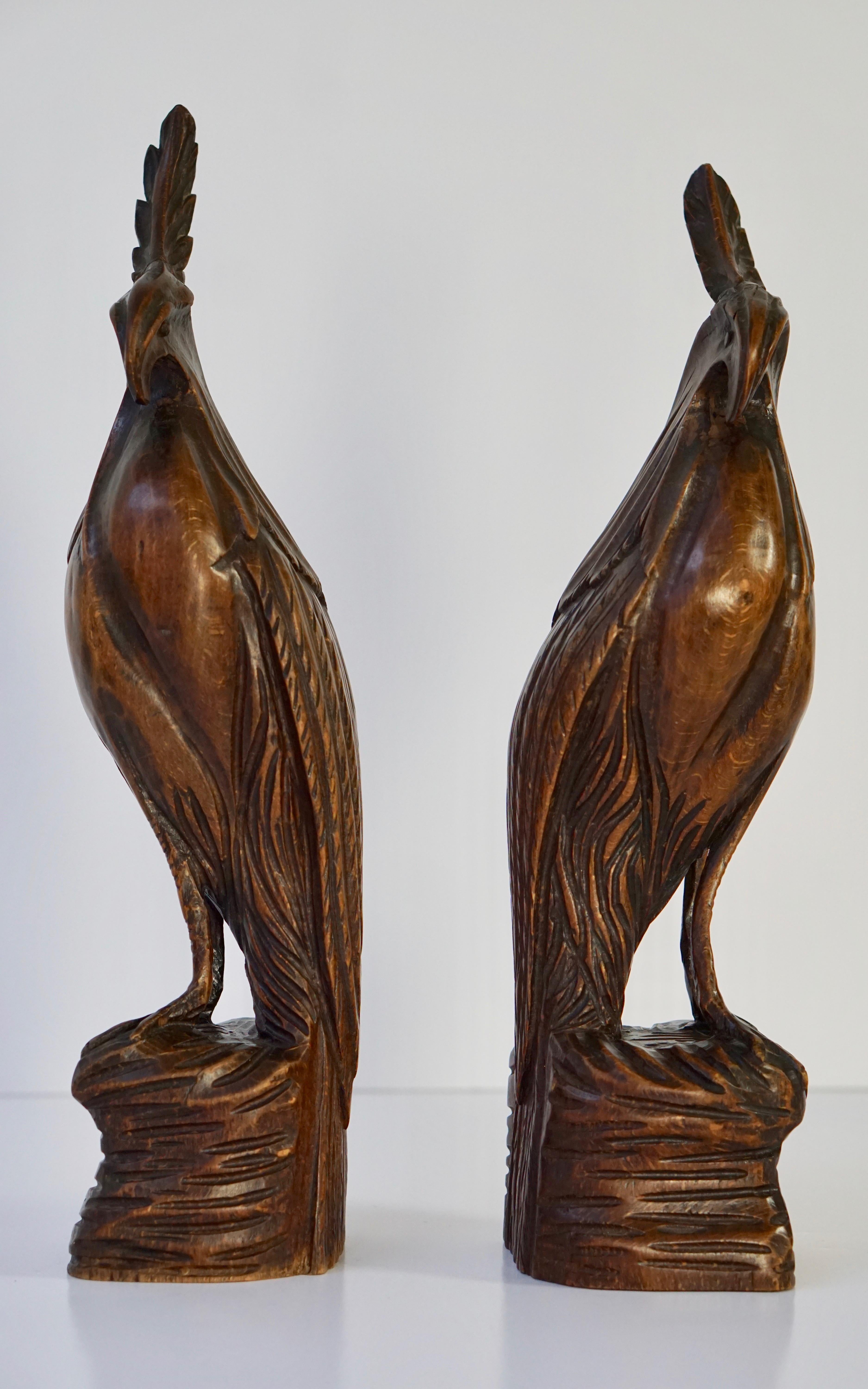 Set of Two Carved Wooden Birds 11