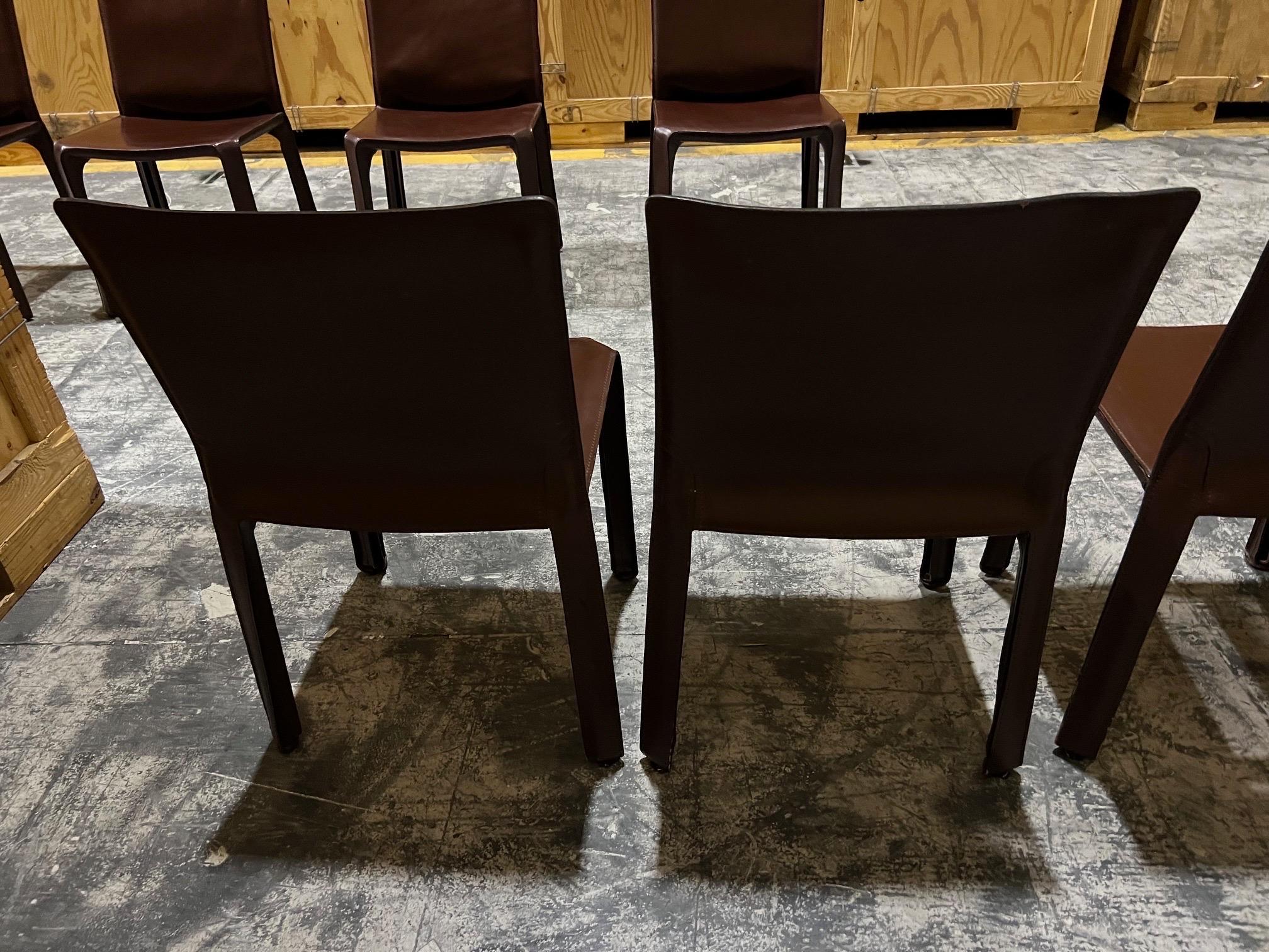 Ensemble de deux chaises en cuir Cassina par Mario Bellini 2