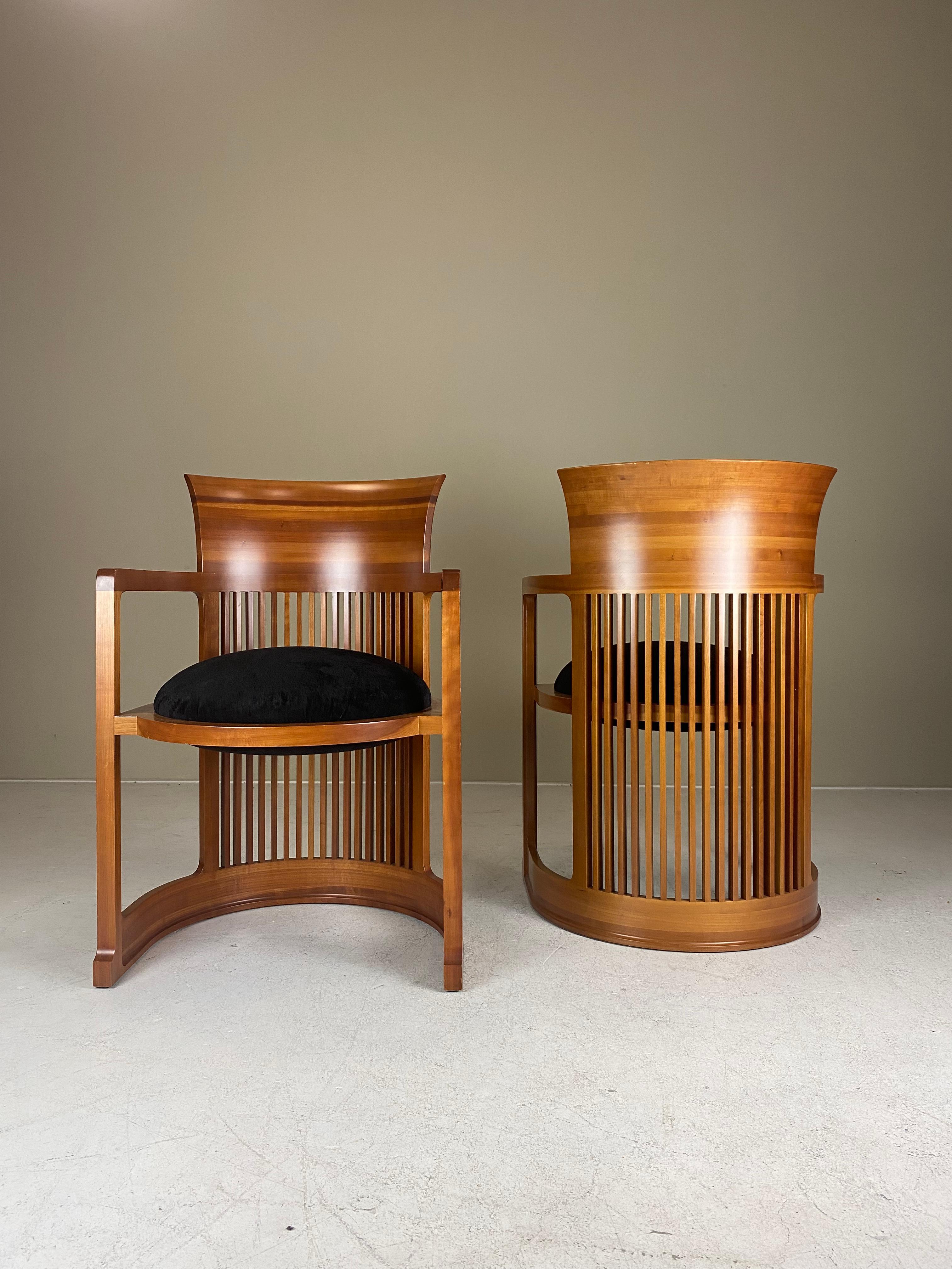 Arts and Crafts Set of two Cassina no. 606 Taliesin Barrel Chairs by Frank Lloyd Wright
