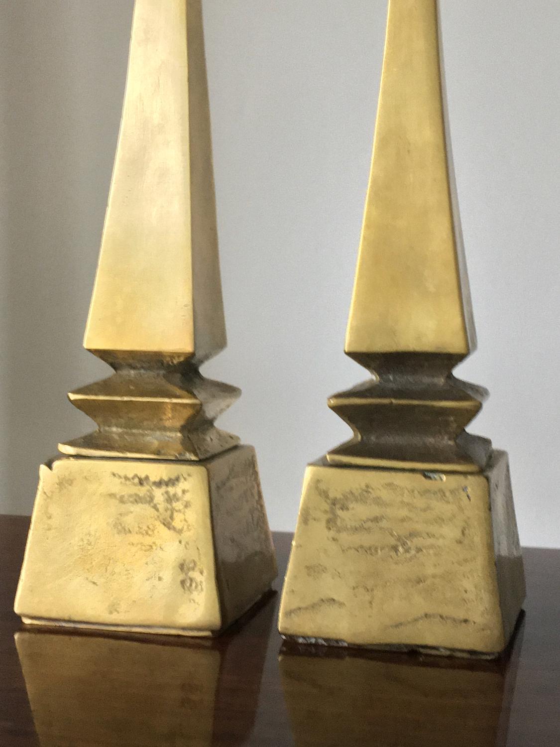 Set of Two Cast Brass Candleholders 2