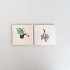 Set of Two Catalan Ceramic Tiles, Hand-Painted, Spain, Circa 1940