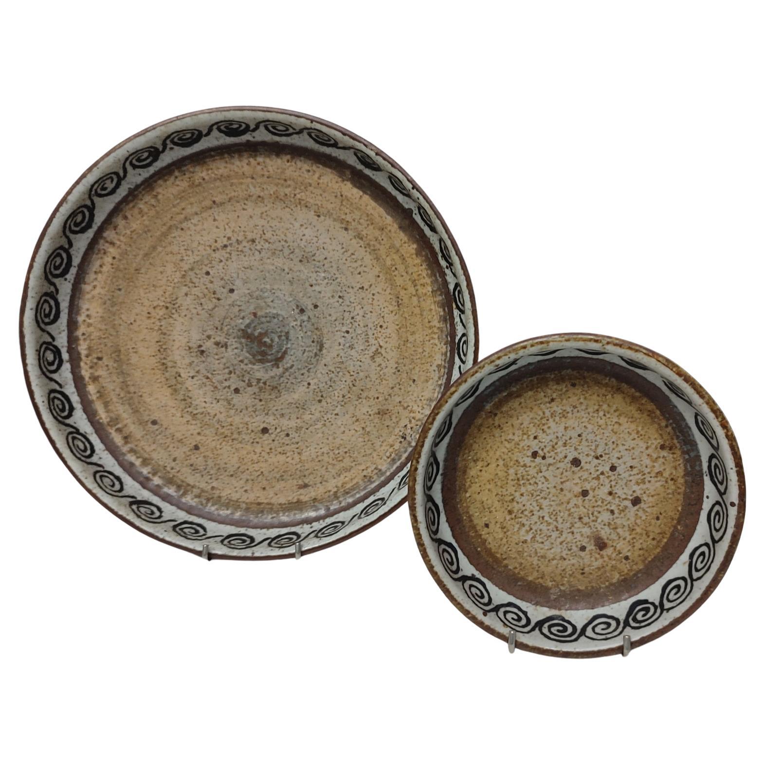 Set of Two Ceramic Bowls, Drejargruppen Rörstrand, 1974 For Sale