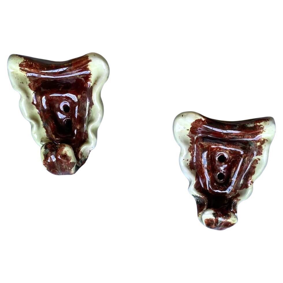Set of two ceramic coat hangers, Gabbianelli production, Italy, 1950s