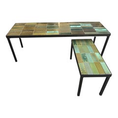 Set of Two Ceramic Coffee Tables by Roger Capron, France, 1960s
