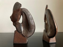 Ensemble de deux sculptures de poisson en céramique, années 1960