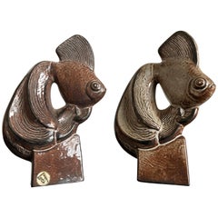 Set of Two Ceramic Fish Sculptures, 1960s