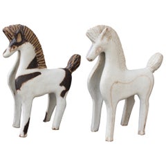 Set of Two Ceramic Horses by Bruno Gambone, Italy, circa 1970s
