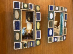 Set of Two Ceramic Mirrors by Les Argonautes, Vallauris, France, 1960s