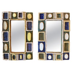 Ensemble de deux miroirs en céramique par Les Argonautes, Vallauris, France, années 1960