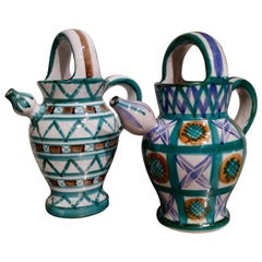 Set of Two Ceramic Pitchers "Gargoulette", Robert Picault, France, circa 1950