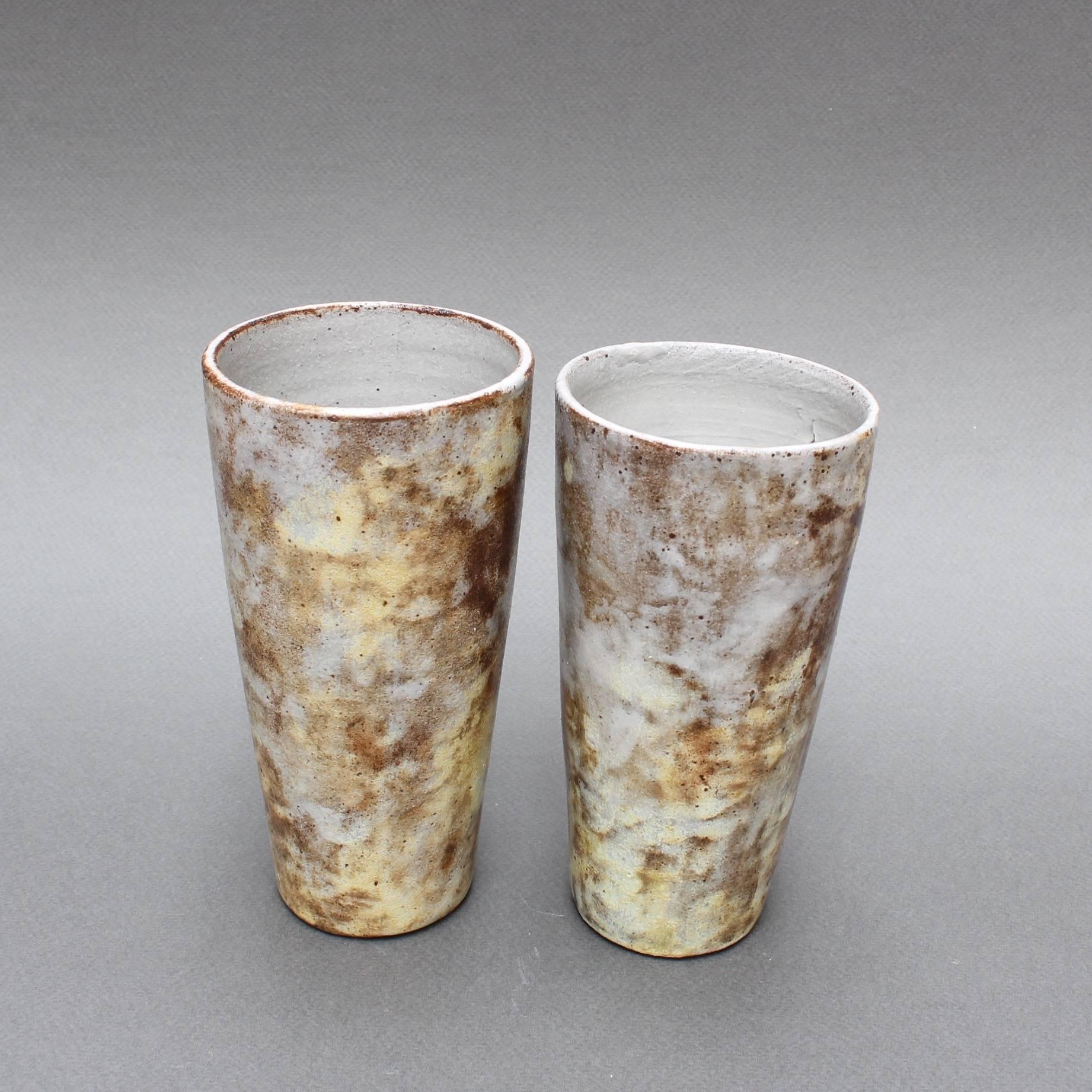 Mid-Century Modern Set of Two Ceramic Vases by Alexandre Kostanda, circa 1960s