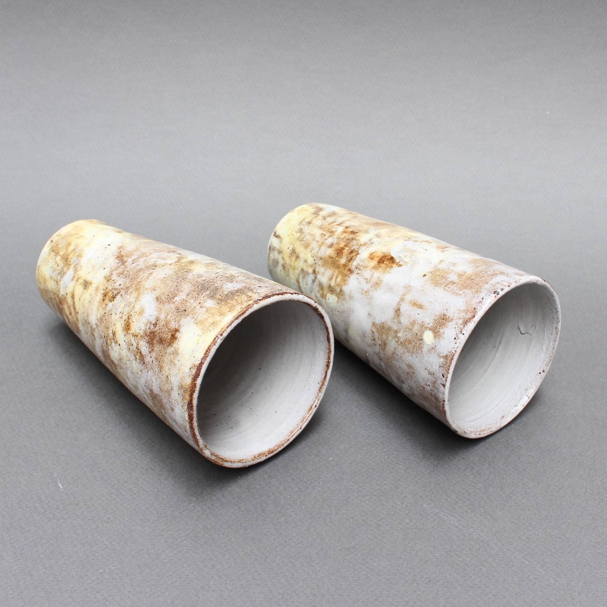 French Set of Two Ceramic Vases by Alexandre Kostanda, circa 1960s