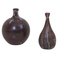 Set of Two Ceramic Vases, France, 1950s Signed Dominik