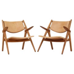 Set of two CH 28 Easychairs by Hans J. Wegner