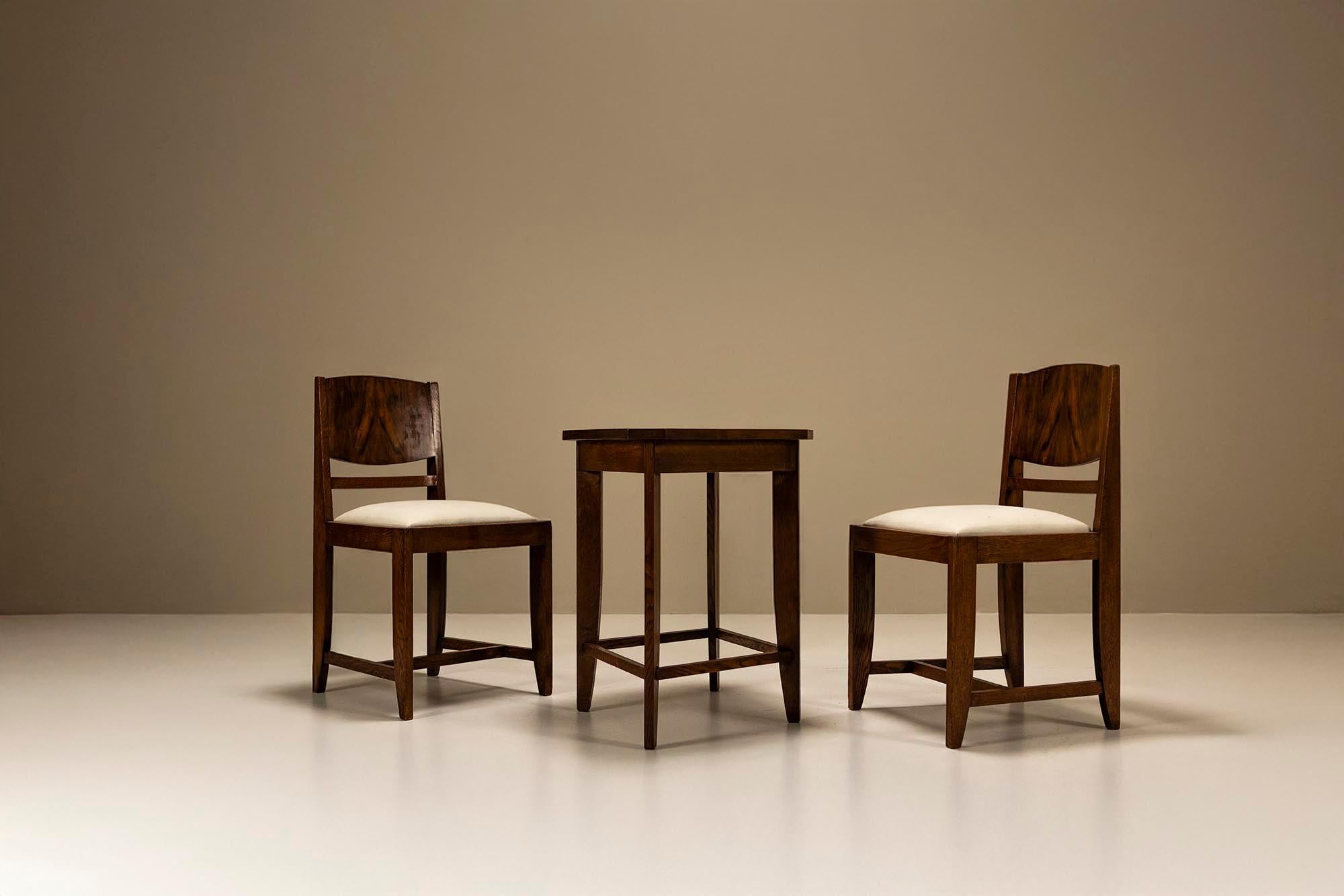 Metà XX secolo Set of Two Chairs and a Side Table by Pander, The Netherlands 1930s in vendita