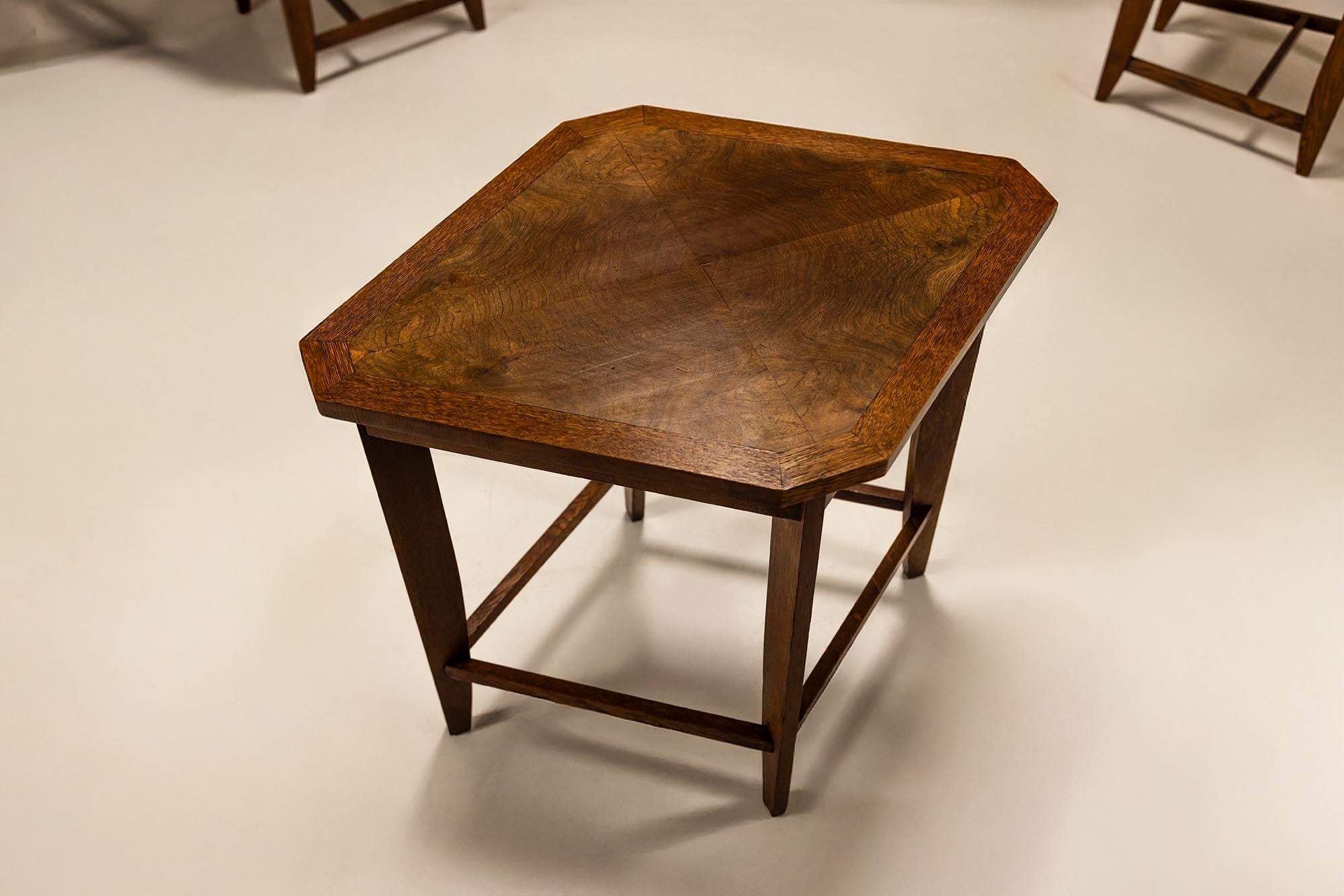 Legno Set of Two Chairs and a Side Table by Pander, The Netherlands 1930s in vendita