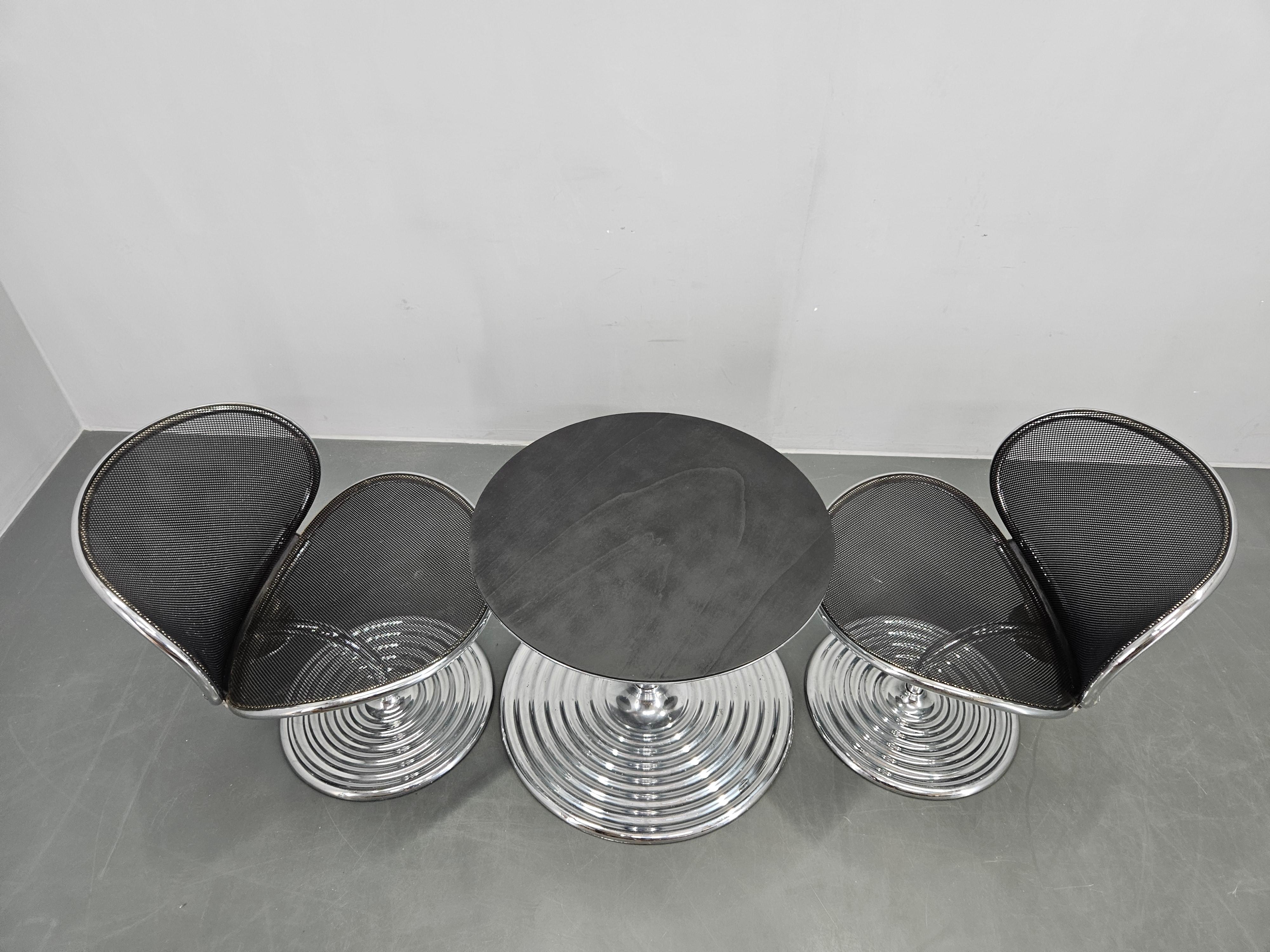 Set of Two Chairs and Coffee Table O-Line, Herbert Ohl for Wilkhahn, 1980s For Sale 3