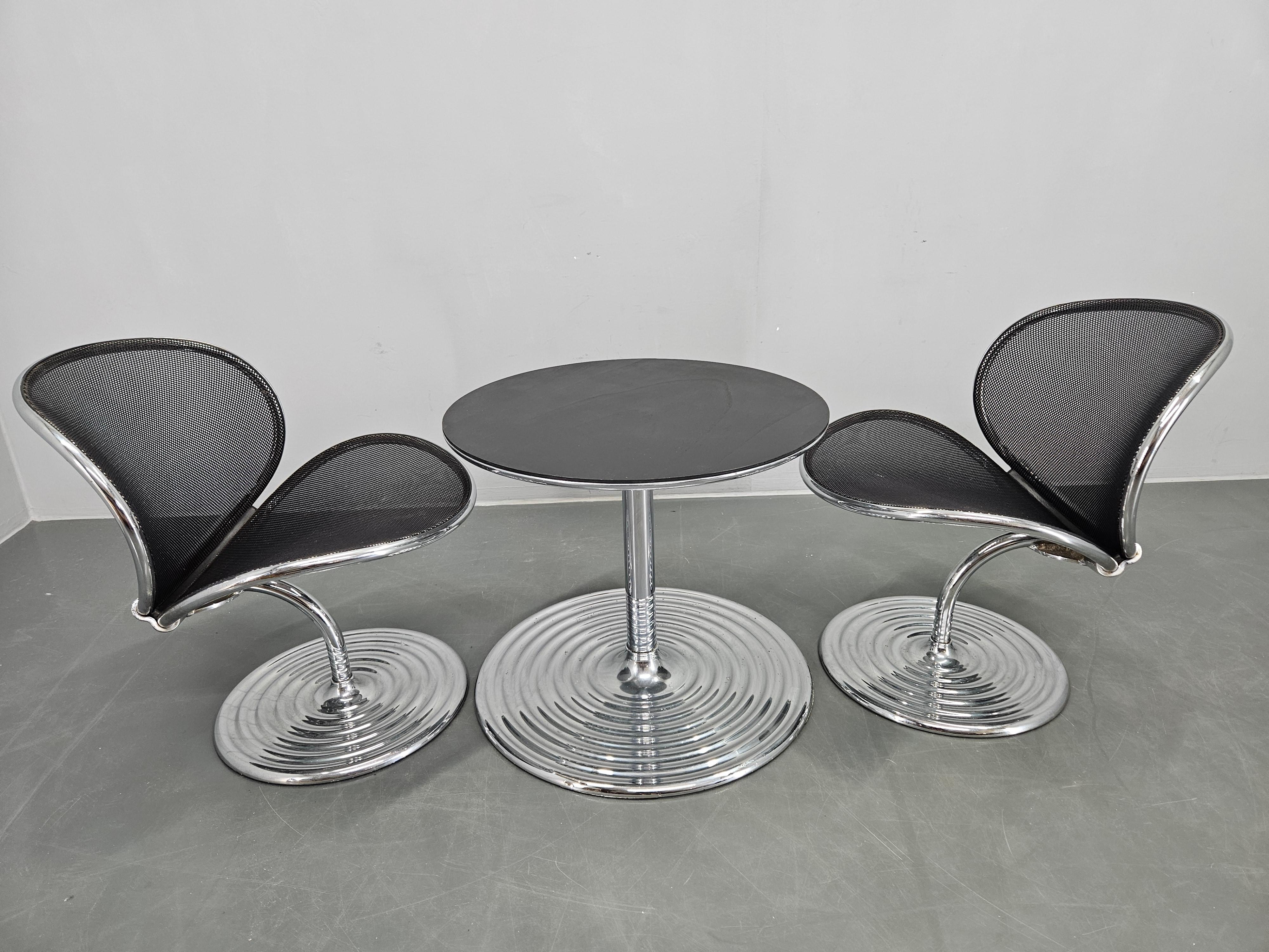 Set of Two Chairs and Coffee Table O-Line, Herbert Ohl for Wilkhahn, 1980s For Sale 6
