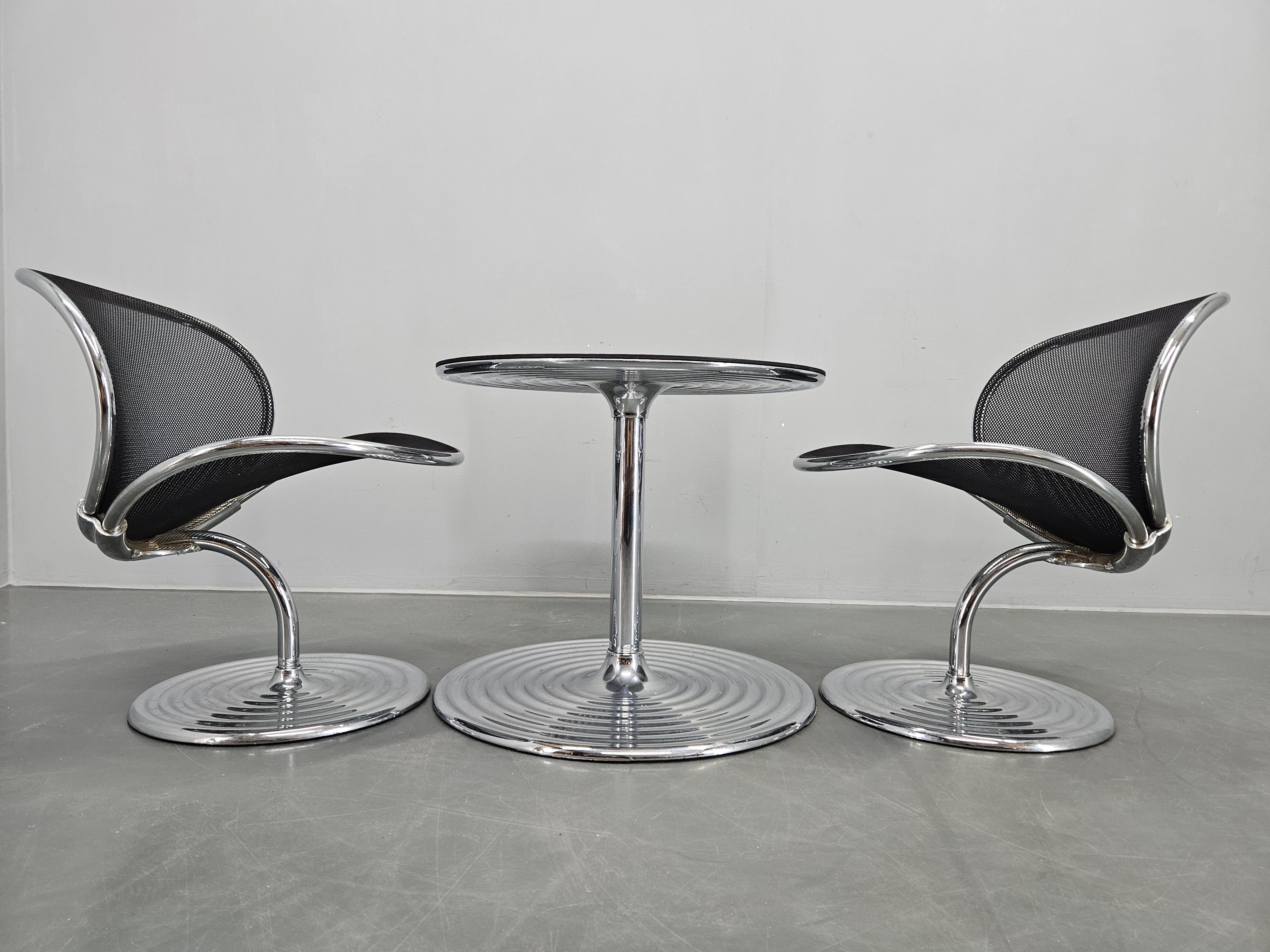 Set of Two Chairs and Coffee Table O-Line, Herbert Ohl for Wilkhahn, 1980s For Sale 9