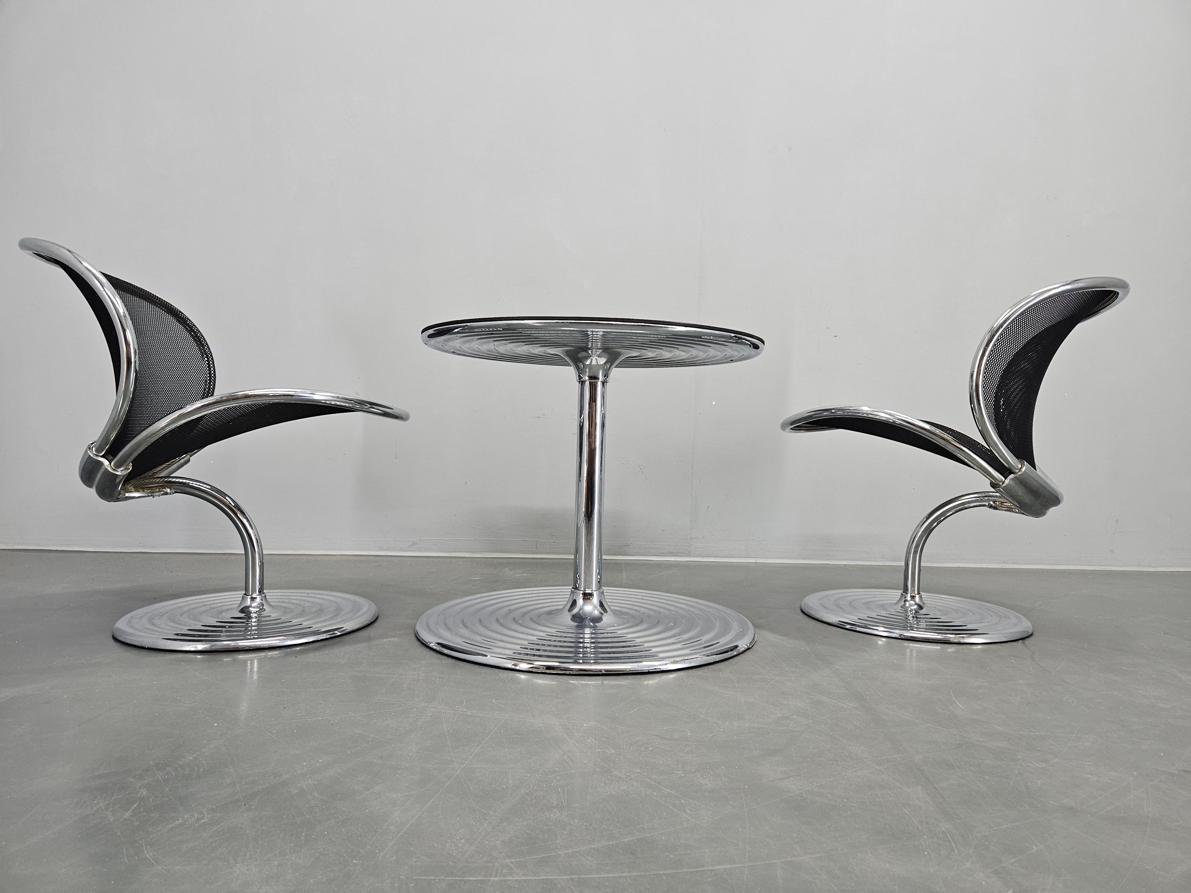 Set of Two Chairs and Coffee Table O-Line, Herbert Ohl for Wilkhahn, 1980s In Good Condition For Sale In Praha, CZ