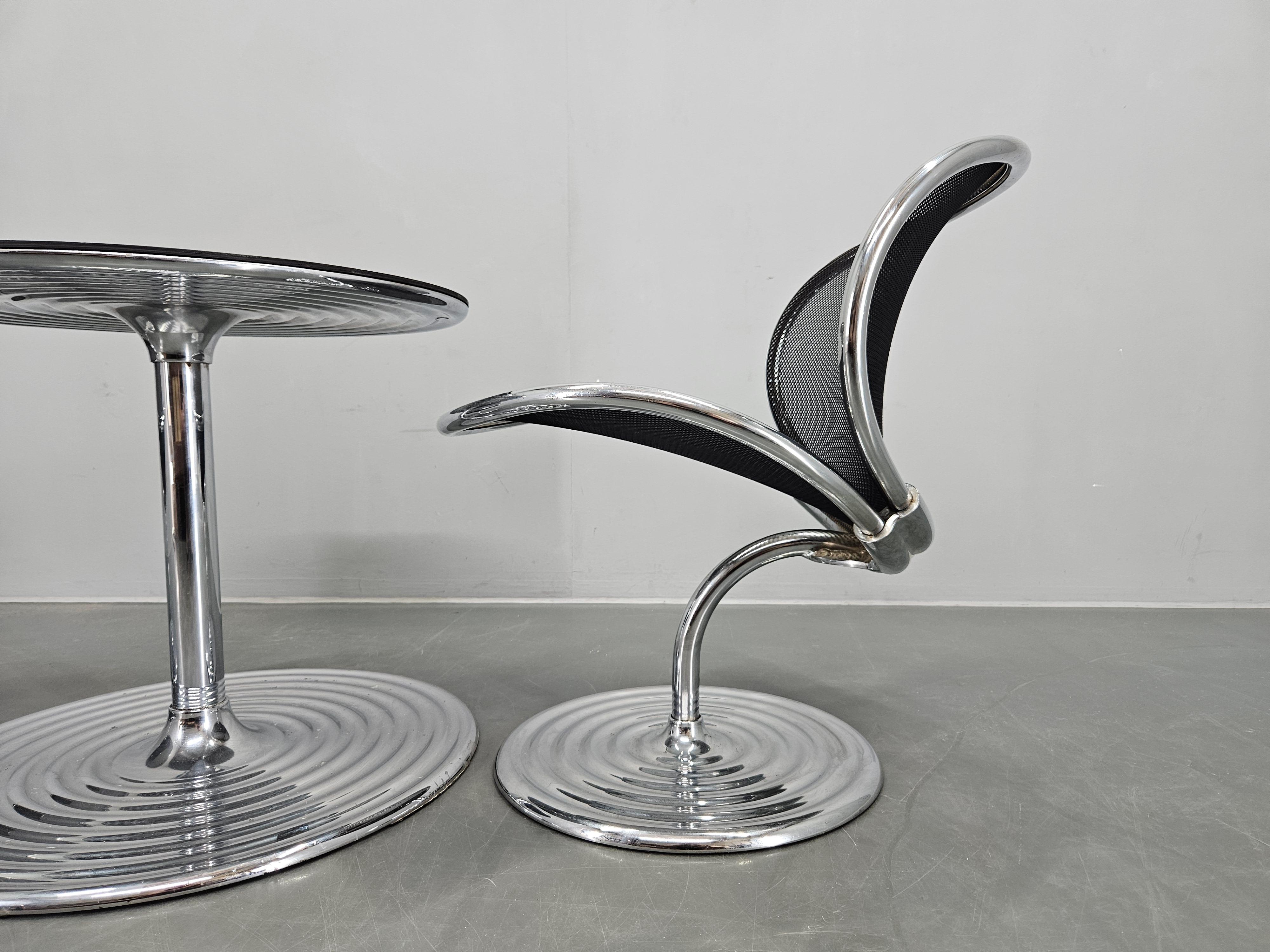 Late 20th Century Set of Two Chairs and Coffee Table O-Line, Herbert Ohl for Wilkhahn, 1980s For Sale
