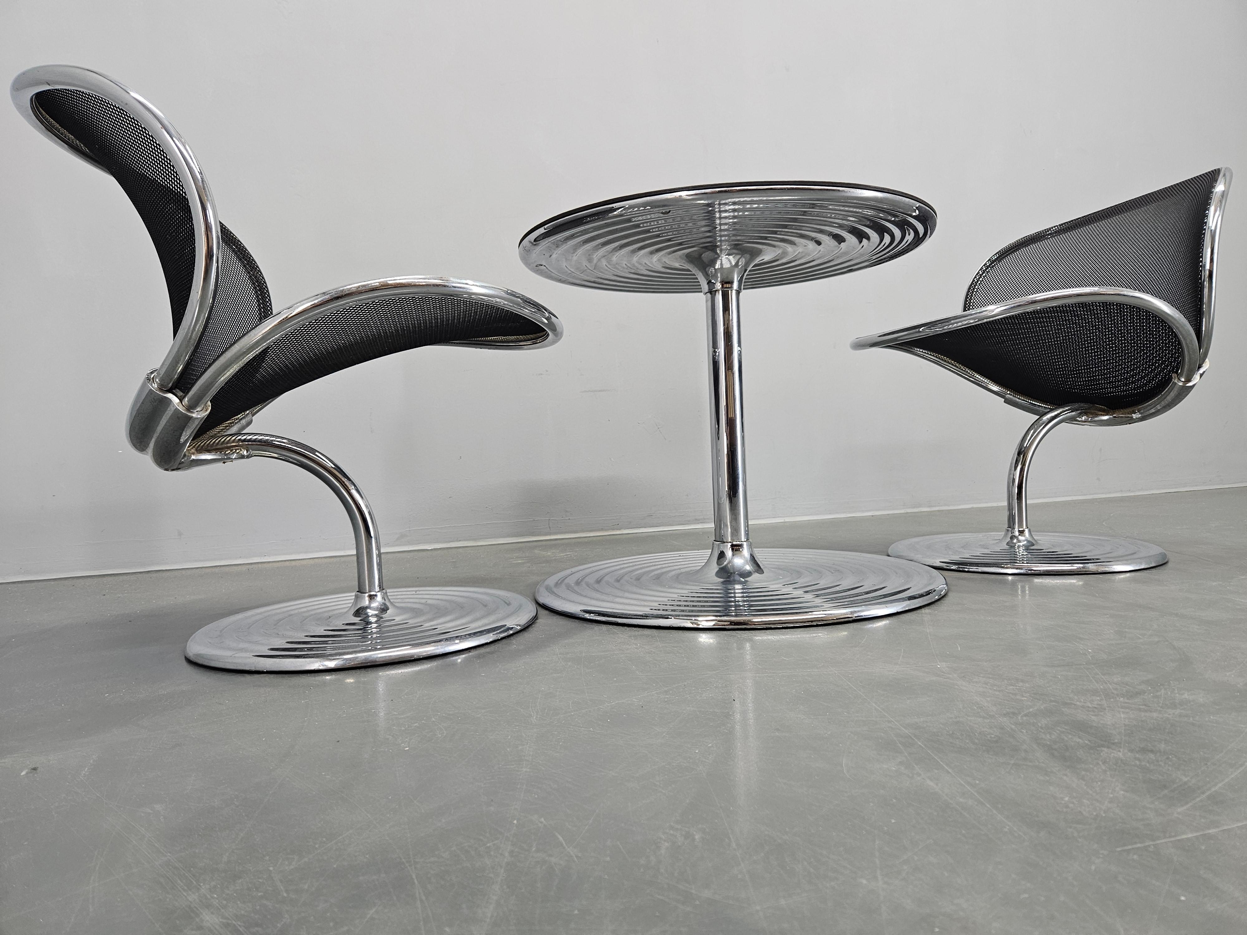 Set of Two Chairs and Coffee Table O-Line, Herbert Ohl for Wilkhahn, 1980s For Sale 1