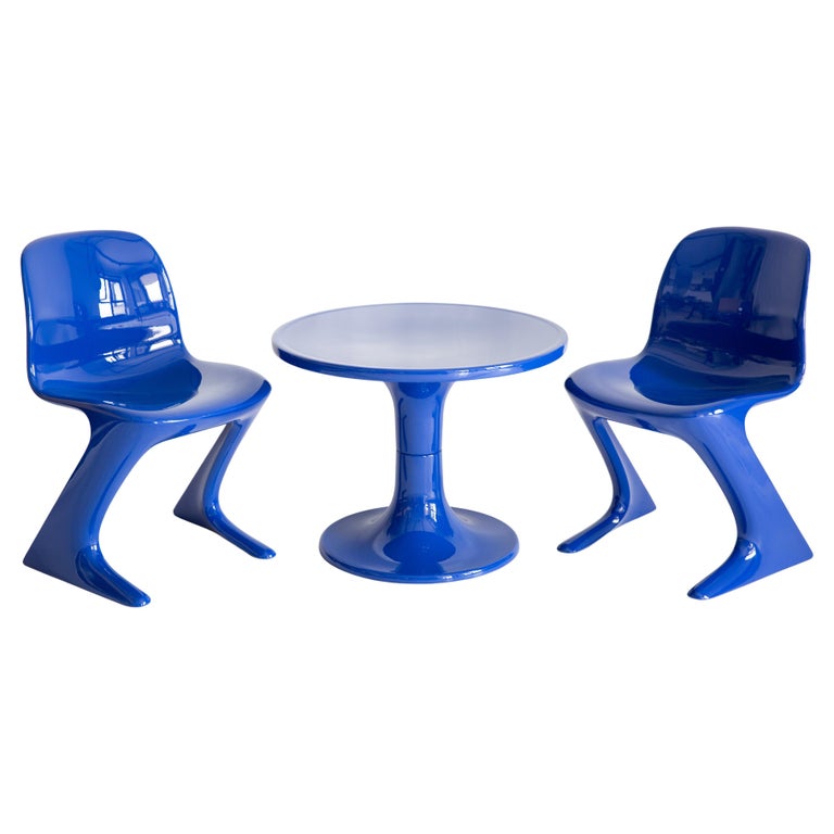 Set of Two Mid Century Kangaroo Chairs and Table, Ernst Moeckl, Germany, 1968