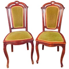 Set di due sedie in mogano antico Tardo Biedermeier del 1860 ca.