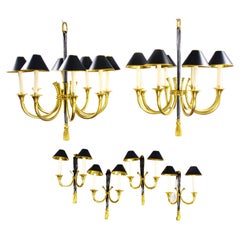 Set of Two Chandeliers and Four Sconces by Maison Jansen