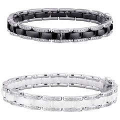 Set of Two Chanel Ultra Diamond Bracelets Black Ceramic & White Ceramic 18K Gold