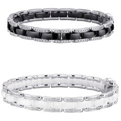 Set of Two Chanel Ultra Diamond Bracelets Black Ceramic and White