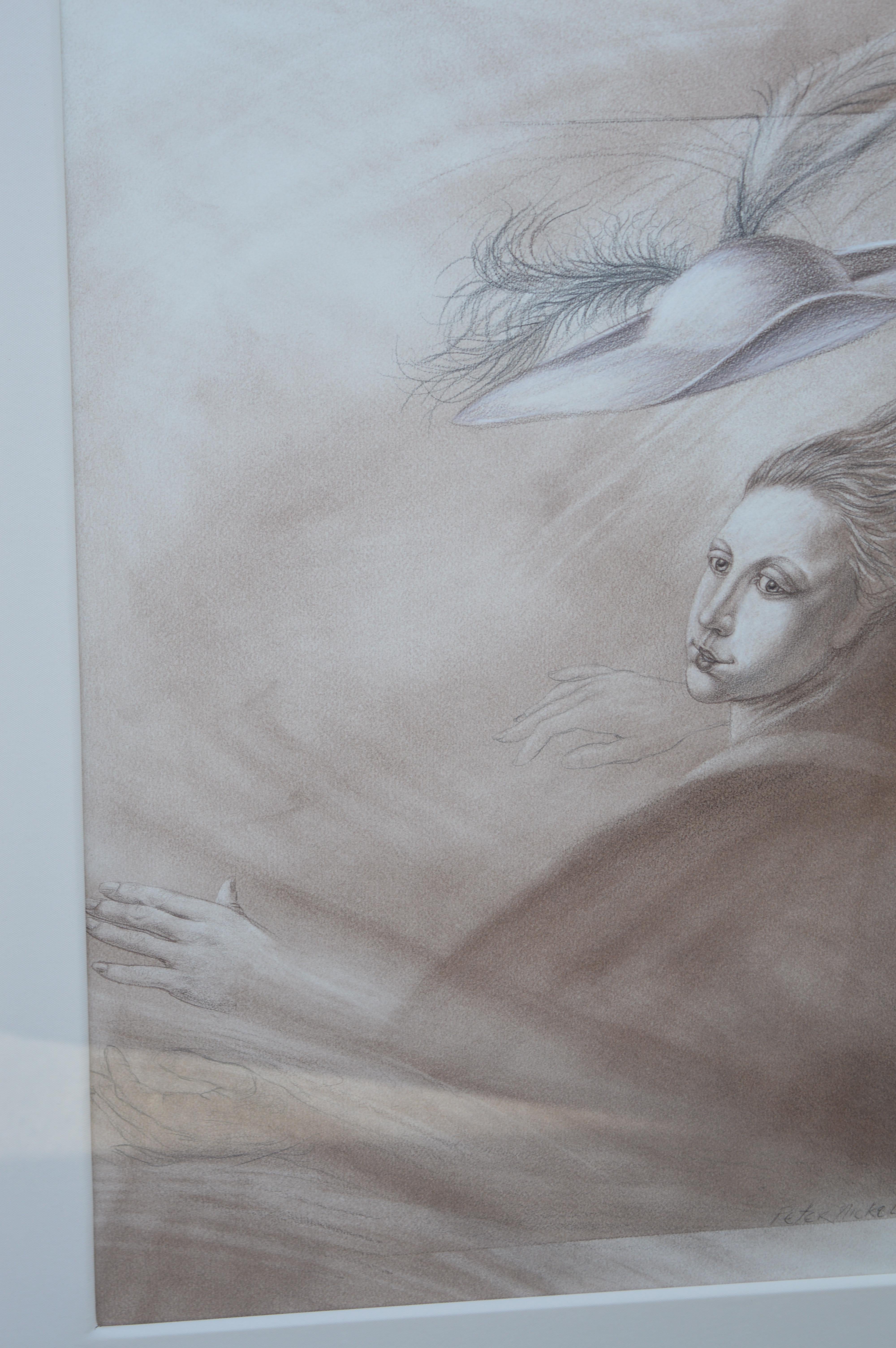 20ième siècle Ensemble de deux dessins au fusain et au crayon en vente