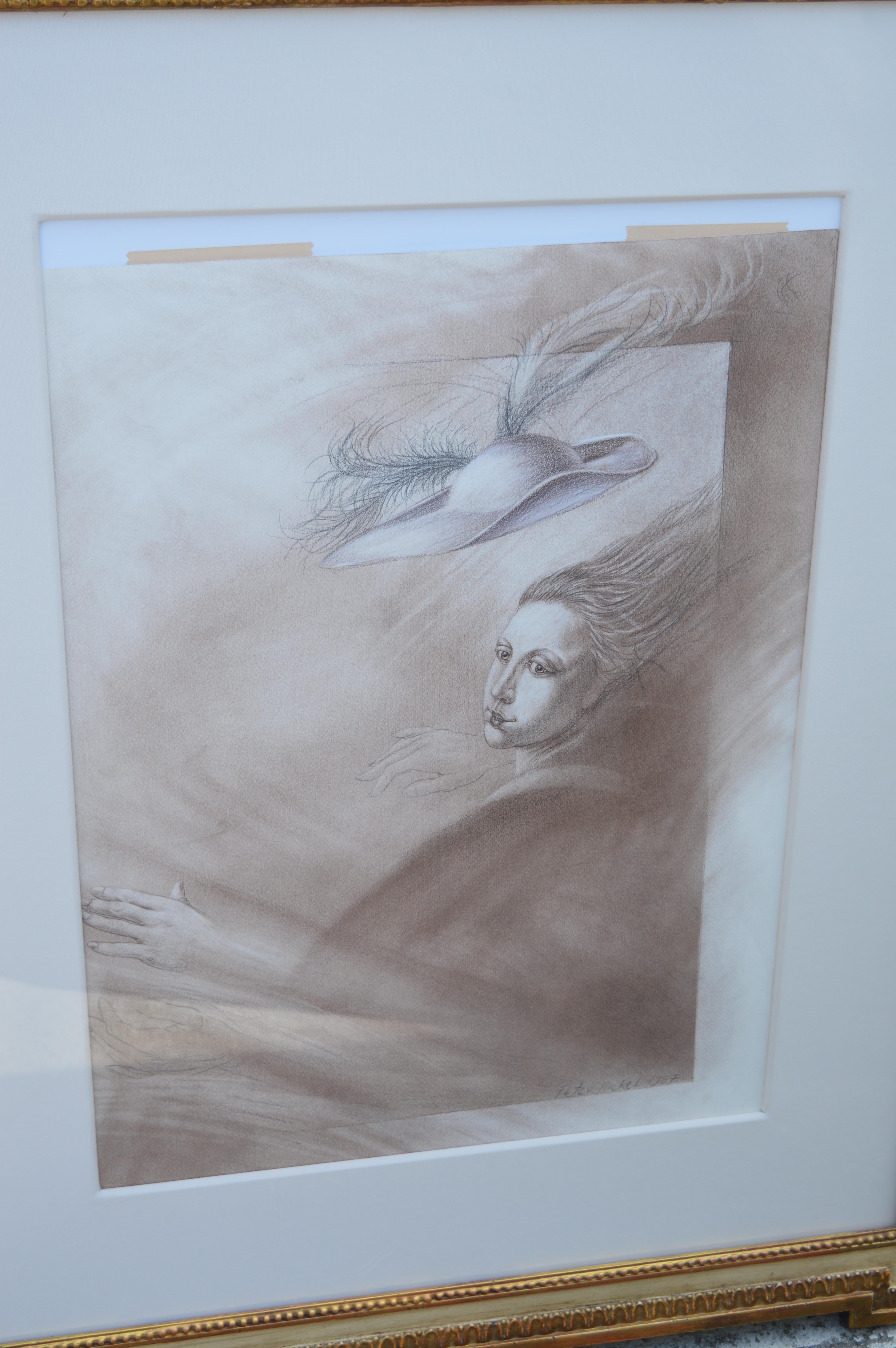 Paper Set of Two Charcoal and Pencil Drawings For Sale
