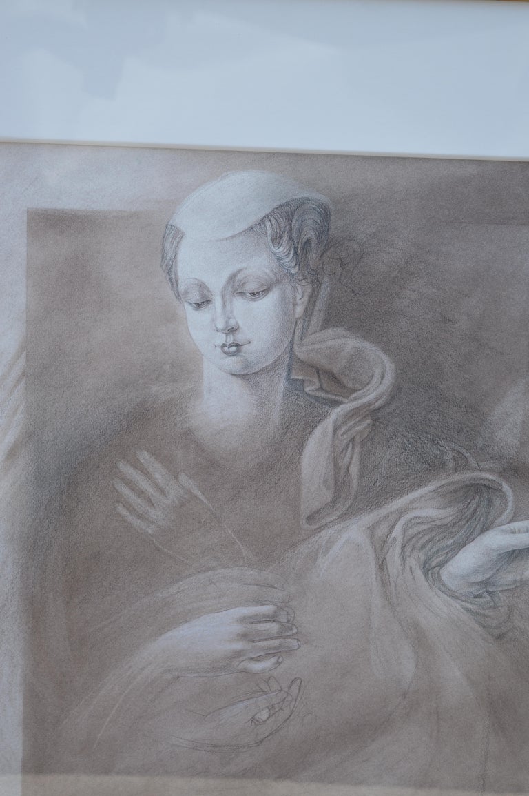 Set of Two Charcoal and Pencil Drawings For Sale at 1stDibs