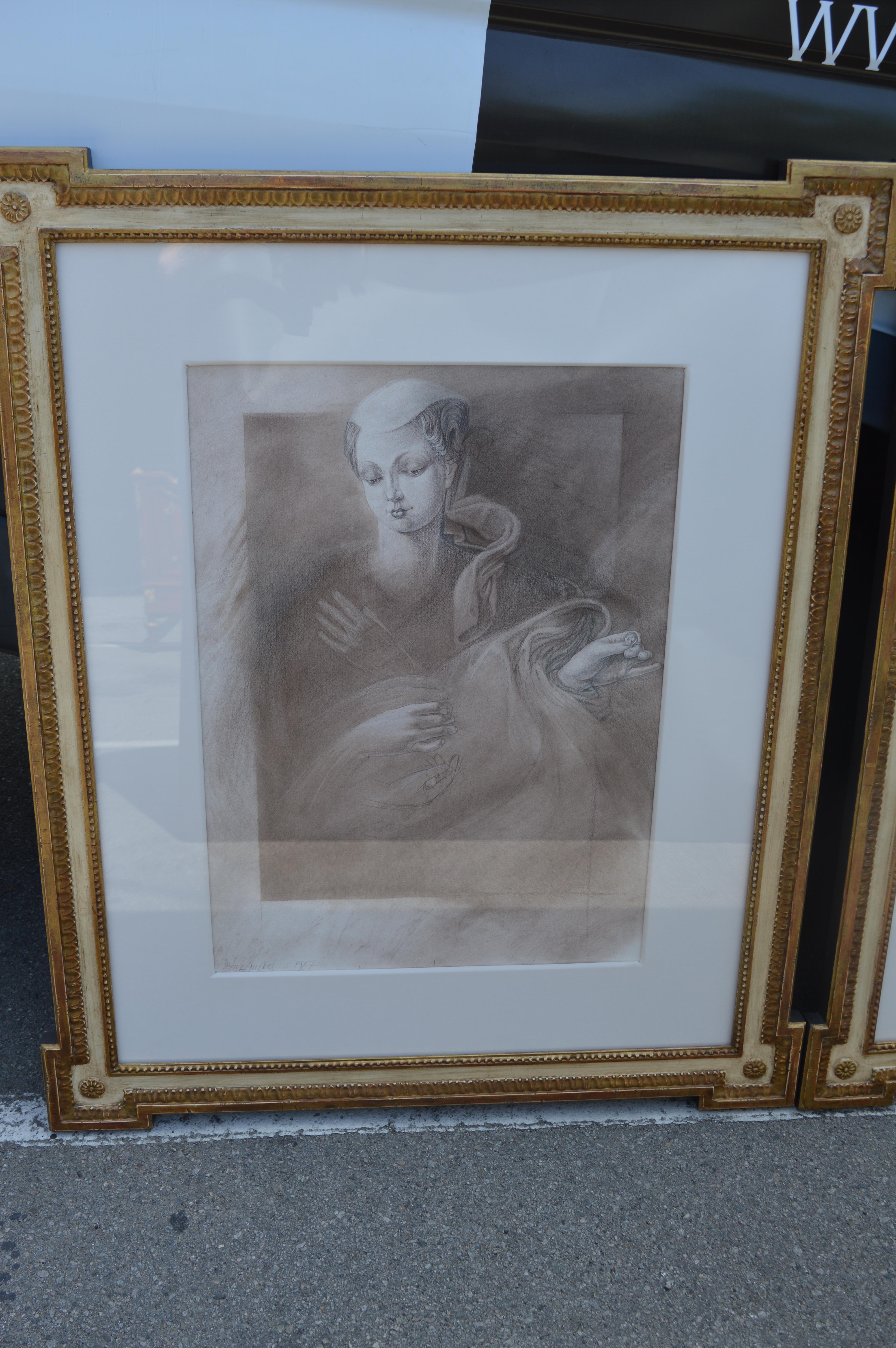 Ensemble de deux dessins au fusain et au crayon en vente 3