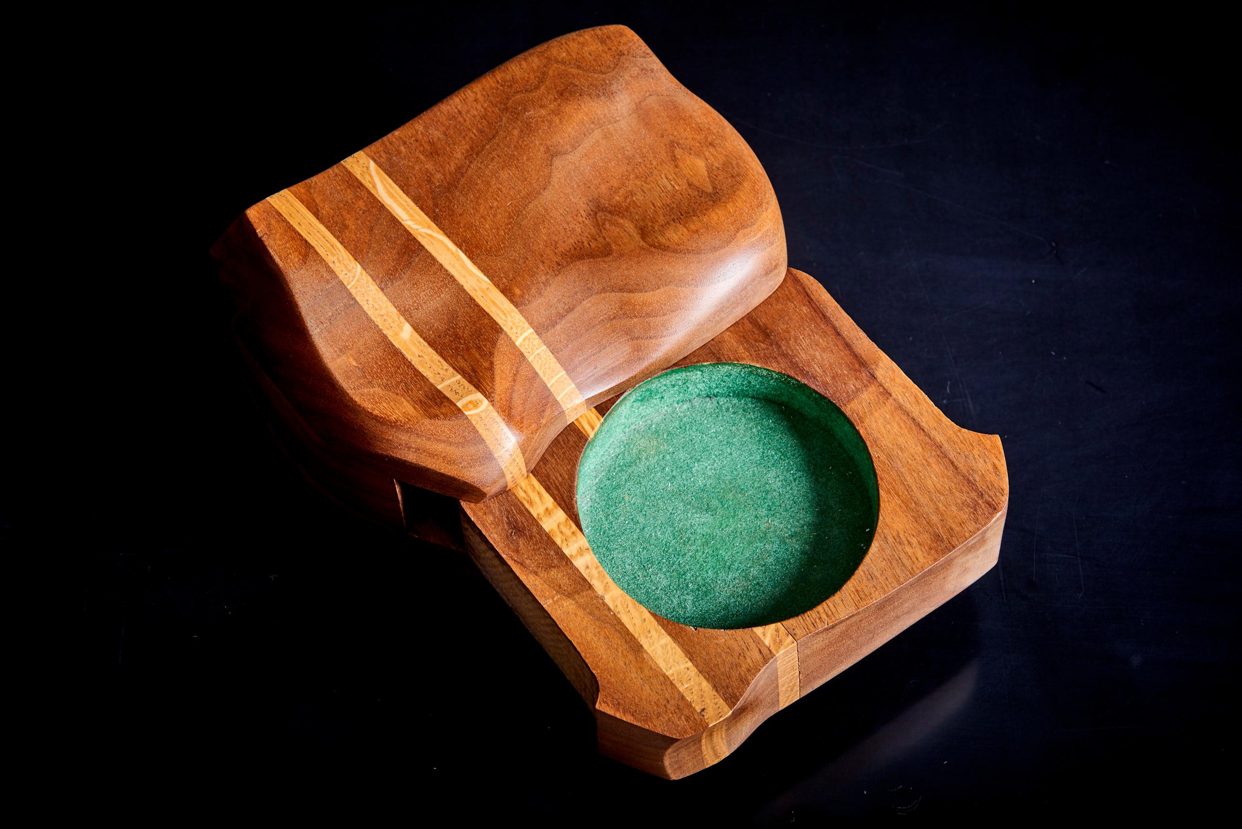 Walnut Set of Two Charles Kaplan Studio Pieces a Jewelry Box and a Vase For Sale